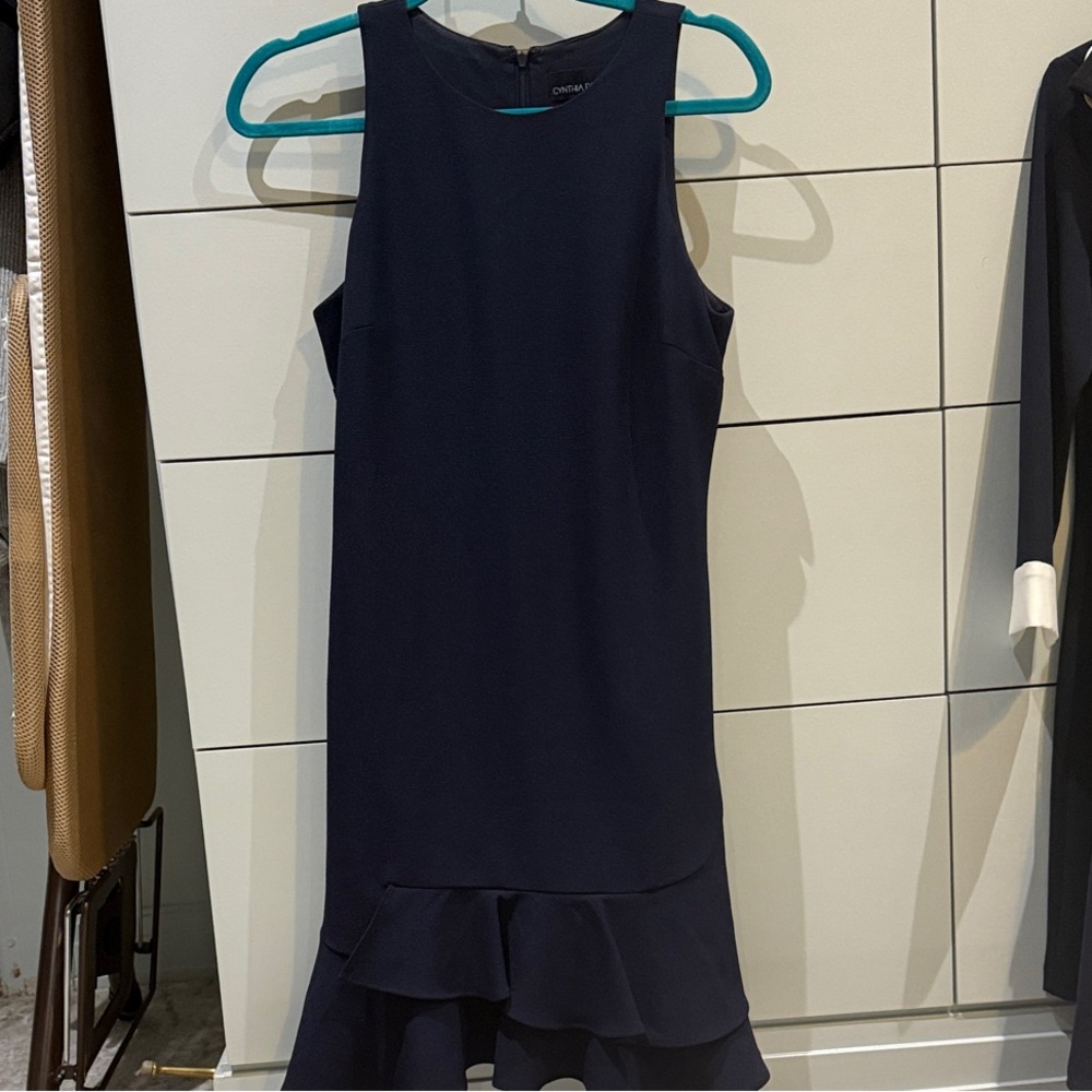 Cynthia Rowley Navy Ruffle Hem Mini Dress